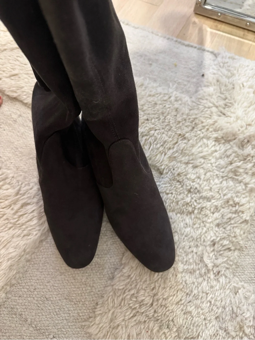 Stuart Weirzman - Over-the-Knee Black Suede Block Heel Boots - Women's